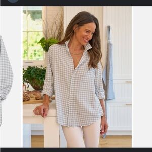 FRANK and EILEEN EILEEN Shirt BUTTON UP MELANGE GREY CHECK Top Italy Sz XS